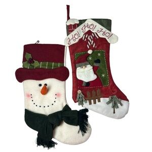 2 Christmas Stockings: Frosty the Snowman 3D & Santa Down The Chimney 3D Velvet